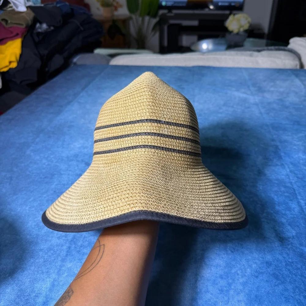 Y2K Boho Floppy Straw Sun Hat Black Bow Wide Brim Beach Festival